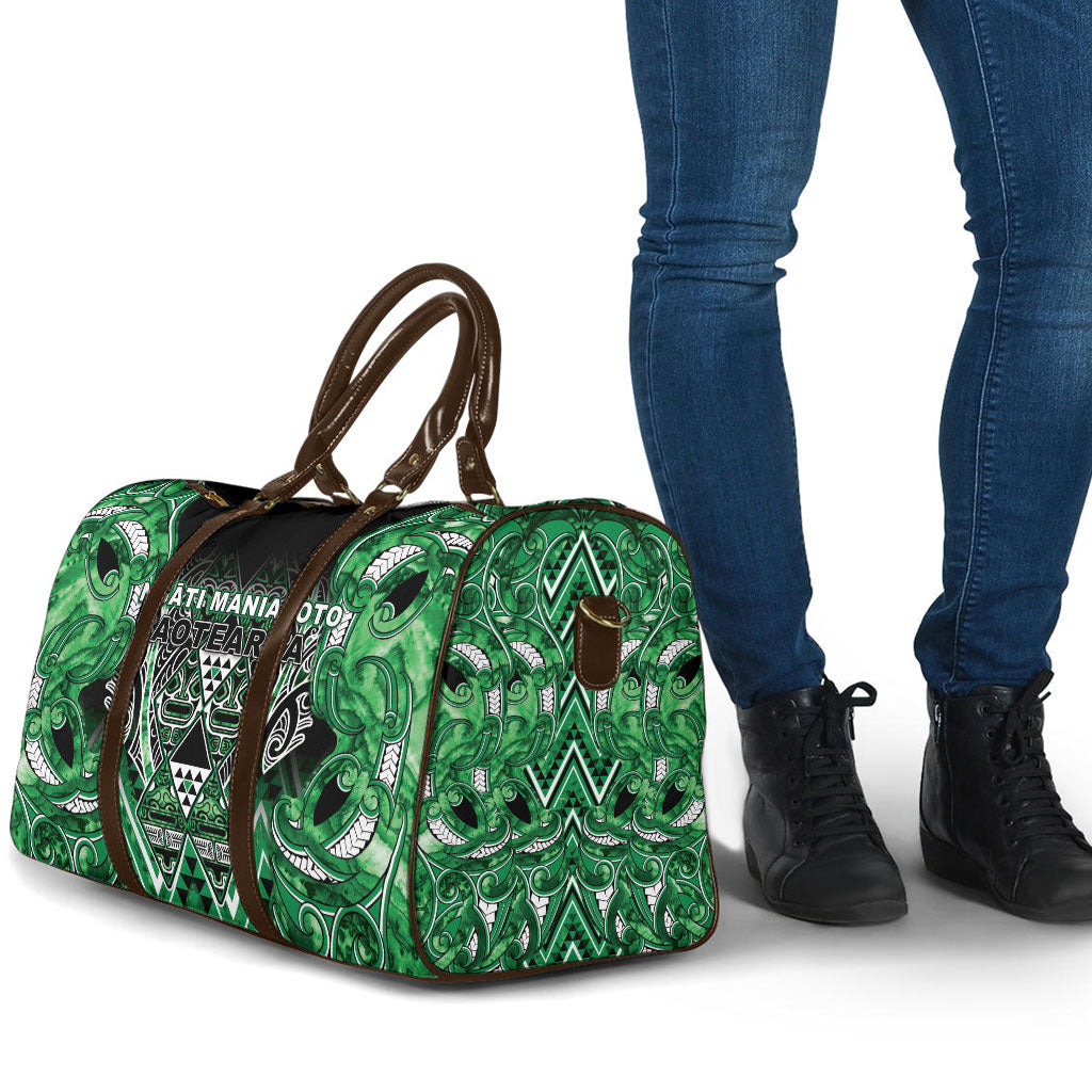 Aotearoa Ngati Maniapoto Travel Bag Maori Tribal Green Paua Shell Pattern