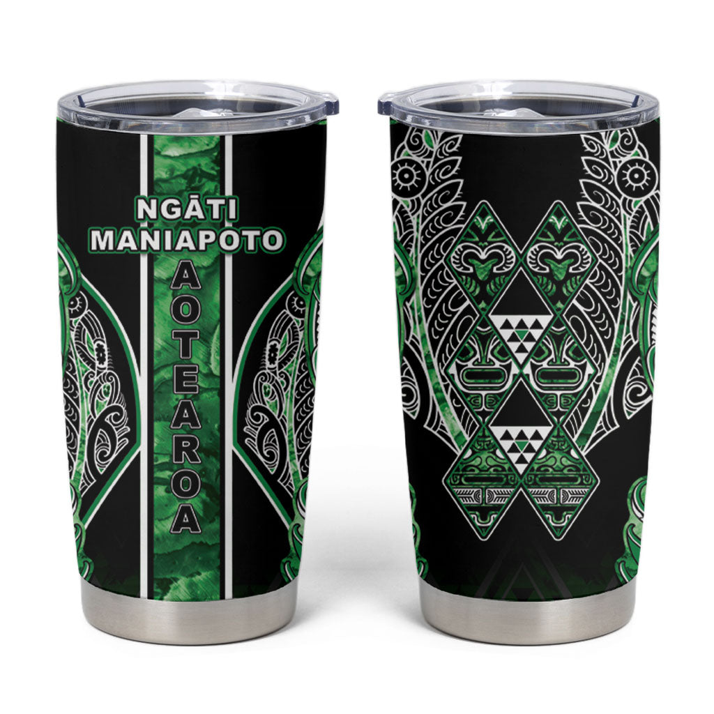 Aotearoa Ngati Maniapoto Tumbler Cup Maori Tribal Green Paua Shell Pattern