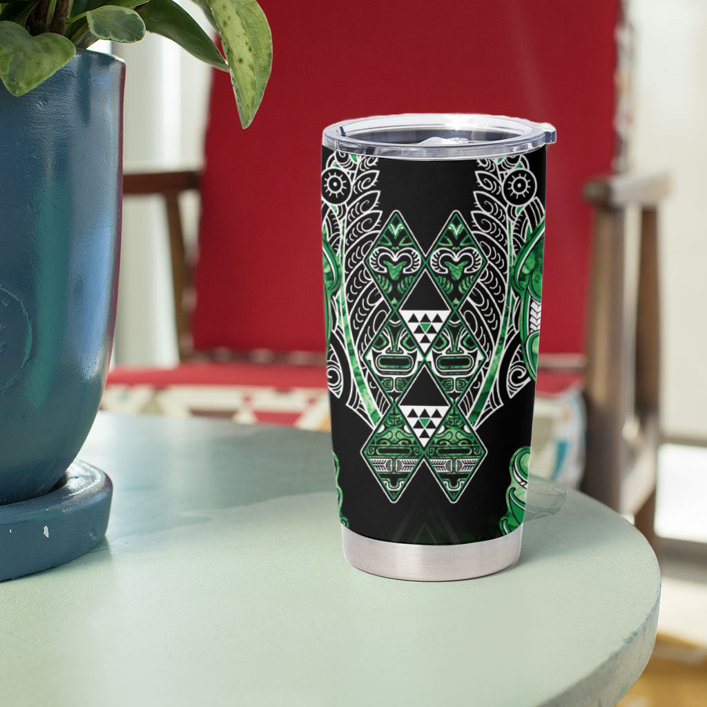Aotearoa Ngati Maniapoto Tumbler Cup Maori Tribal Green Paua Shell Pattern