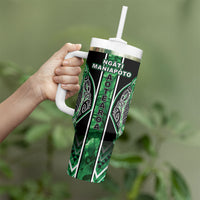 Aotearoa Ngati Maniapoto Tumbler With Handle Maori Tribal Green Paua Shell Pattern