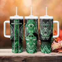 Aotearoa Ngati Maniapoto Tumbler With Handle Maori Tribal Green Paua Shell Pattern