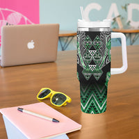 Aotearoa Ngati Maniapoto Tumbler With Handle Maori Tribal Green Paua Shell Pattern