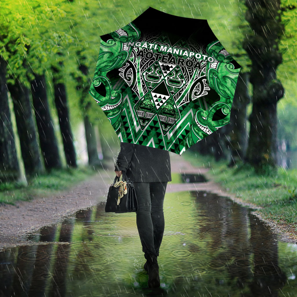 Aotearoa Ngati Maniapoto Umbrella Maori Tribal Green Paua Shell Pattern