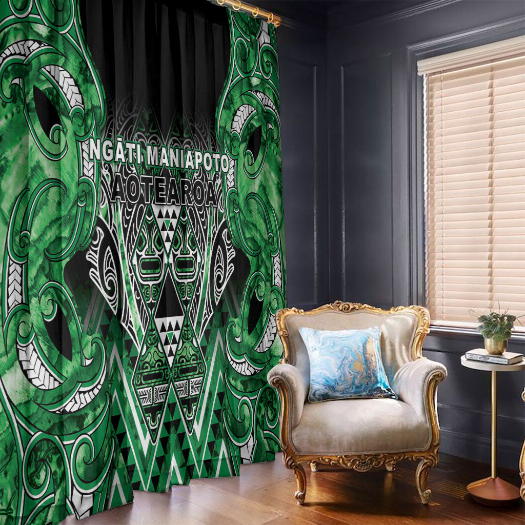 Aotearoa Ngati Maniapoto Window Curtain Maori Tribal Green Paua Shell Pattern