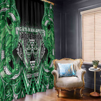 Aotearoa Ngati Maniapoto Window Curtain Maori Tribal Green Paua Shell Pattern