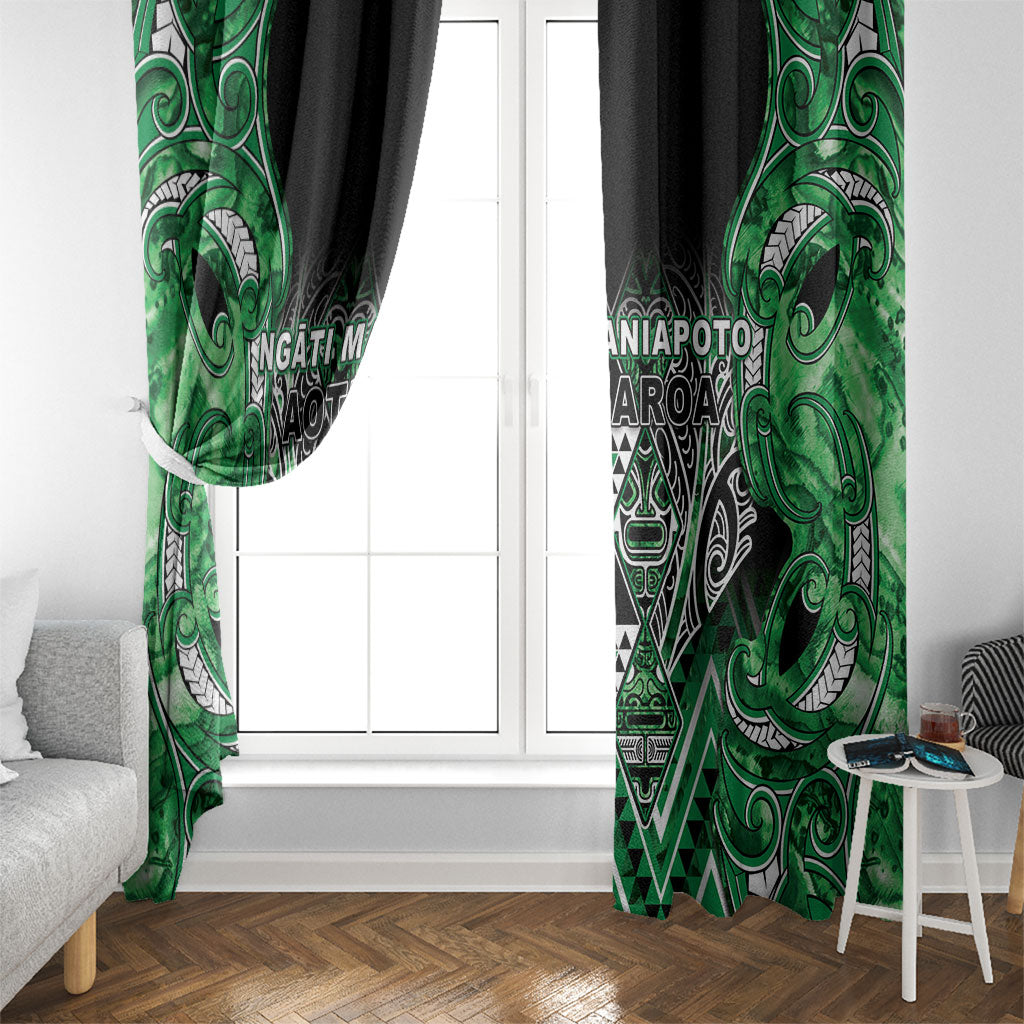 Aotearoa Ngati Maniapoto Window Curtain Maori Tribal Green Paua Shell Pattern