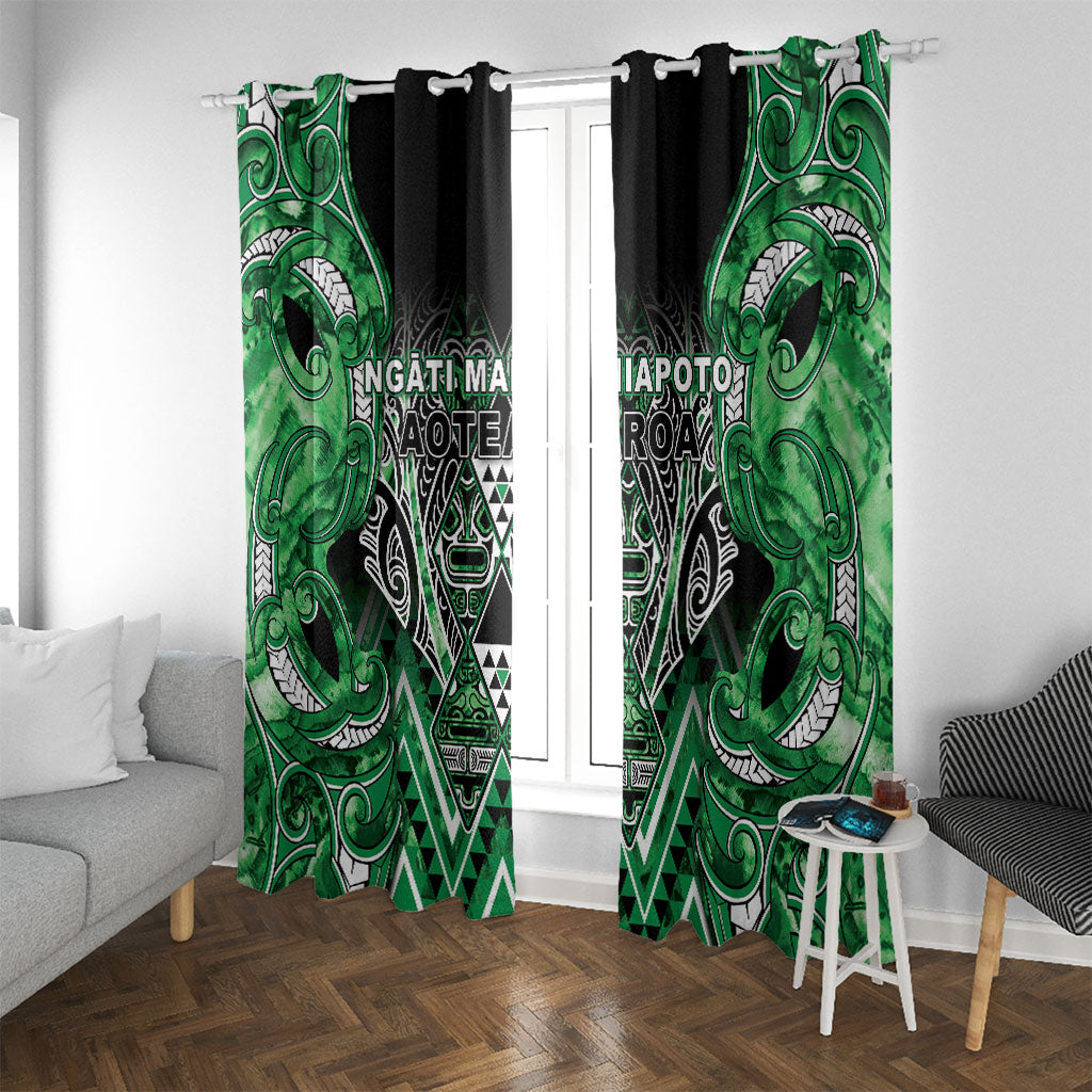 Aotearoa Ngati Maniapoto Window Curtain Maori Tribal Green Paua Shell Pattern