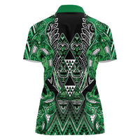 Aotearoa Ngati Maniapoto Women Polo Shirt Maori Tribal Green Paua Shell Pattern