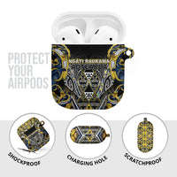 Aotearoa Ngati Raukawa AirPods Case Maori Tribal Yellow And Navy Paua Shell Pattern