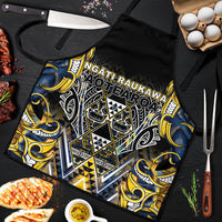 Aotearoa Ngati Raukawa Apron Maori Tribal Yellow And Navy Paua Shell Pattern
