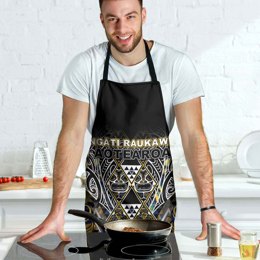 Aotearoa Ngati Raukawa Apron Maori Tribal Yellow And Navy Paua Shell Pattern