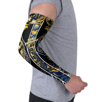 Aotearoa Ngati Raukawa Arm Sleeves Maori Tribal Yellow And Navy Paua Shell Pattern