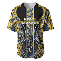 Aotearoa Ngati Raukawa Baseball Jersey Maori Tribal Yellow And Navy Paua Shell Pattern