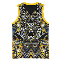 Aotearoa Ngati Raukawa Basketball Jersey Maori Tribal Yellow And Navy Paua Shell Pattern