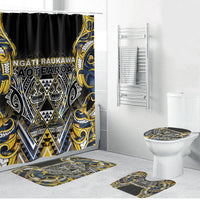 Aotearoa Ngati Raukawa Bathroom Set Maori Tribal Yellow And Navy Paua Shell Pattern