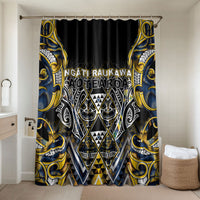 Aotearoa Ngati Raukawa Bathroom Set Maori Tribal Yellow And Navy Paua Shell Pattern