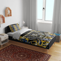 Aotearoa Ngati Raukawa Bedding Set Maori Tribal Yellow And Navy Paua Shell Pattern
