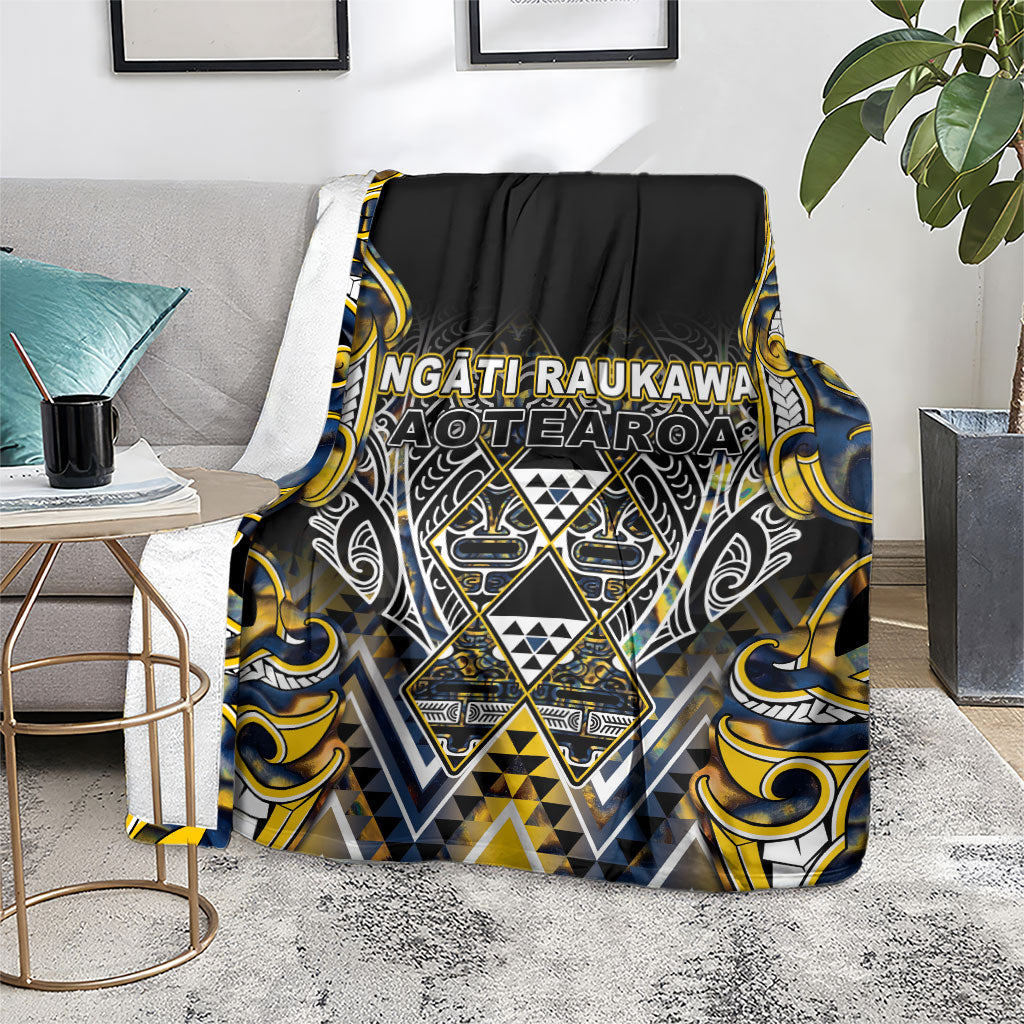 Aotearoa Ngati Raukawa Blanket Maori Tribal Yellow And Navy Paua Shell Pattern