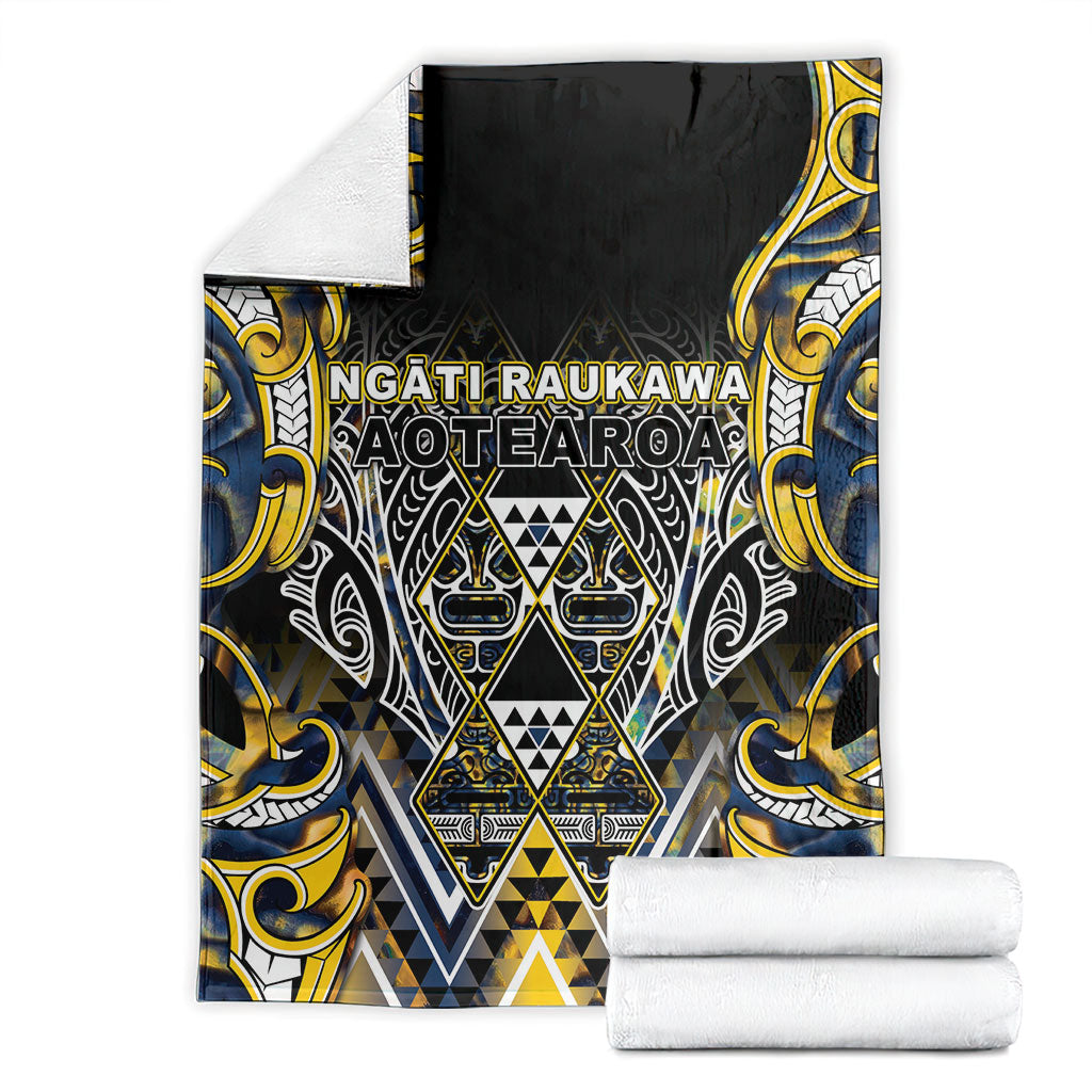 Aotearoa Ngati Raukawa Blanket Maori Tribal Yellow And Navy Paua Shell Pattern