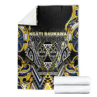 Aotearoa Ngati Raukawa Blanket Maori Tribal Yellow And Navy Paua Shell Pattern