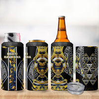 Aotearoa Ngati Raukawa 4 in 1 Can Cooler Tumbler Maori Tribal Yellow And Navy Paua Shell Pattern