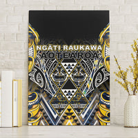 Aotearoa Ngati Raukawa Canvas Wall Art Maori Tribal Yellow And Navy Paua Shell Pattern