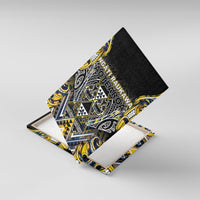 Aotearoa Ngati Raukawa Canvas Wall Art Maori Tribal Yellow And Navy Paua Shell Pattern