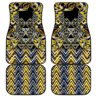 Aotearoa Ngati Raukawa Car Mats Maori Tribal Yellow And Navy Paua Shell Pattern