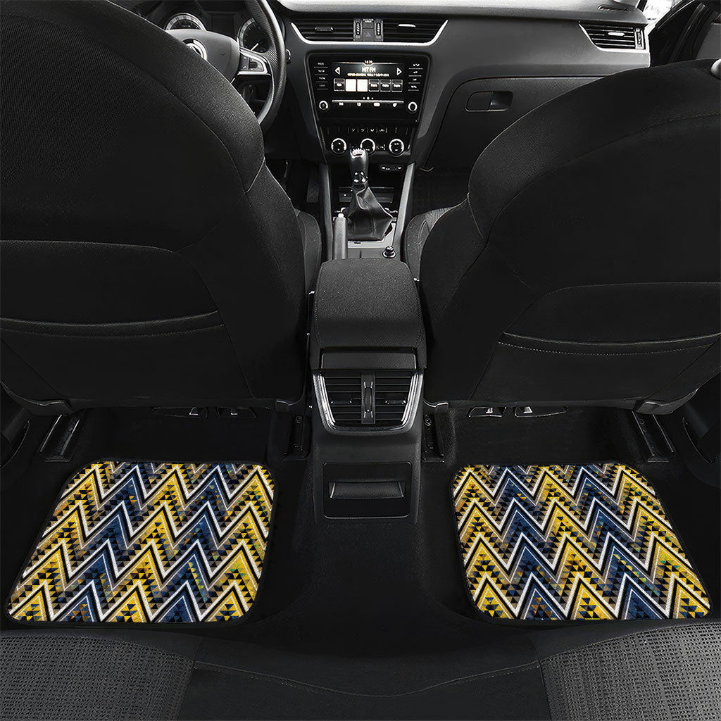 Aotearoa Ngati Raukawa Car Mats Maori Tribal Yellow And Navy Paua Shell Pattern