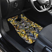 Aotearoa Ngati Raukawa Car Mats Maori Tribal Yellow And Navy Paua Shell Pattern