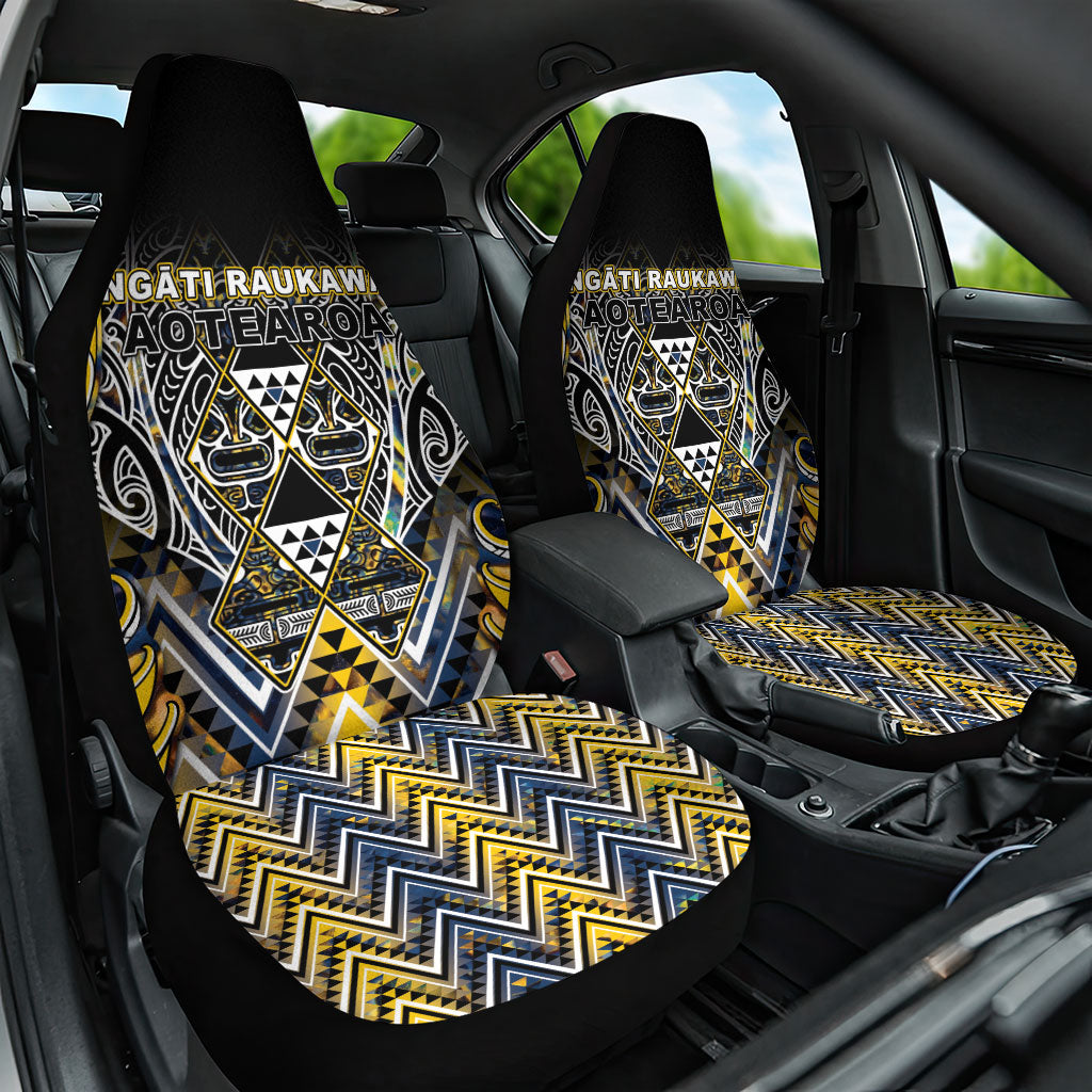 Aotearoa Ngati Raukawa Car Seat Cover Maori Tribal Yellow And Navy Paua Shell Pattern