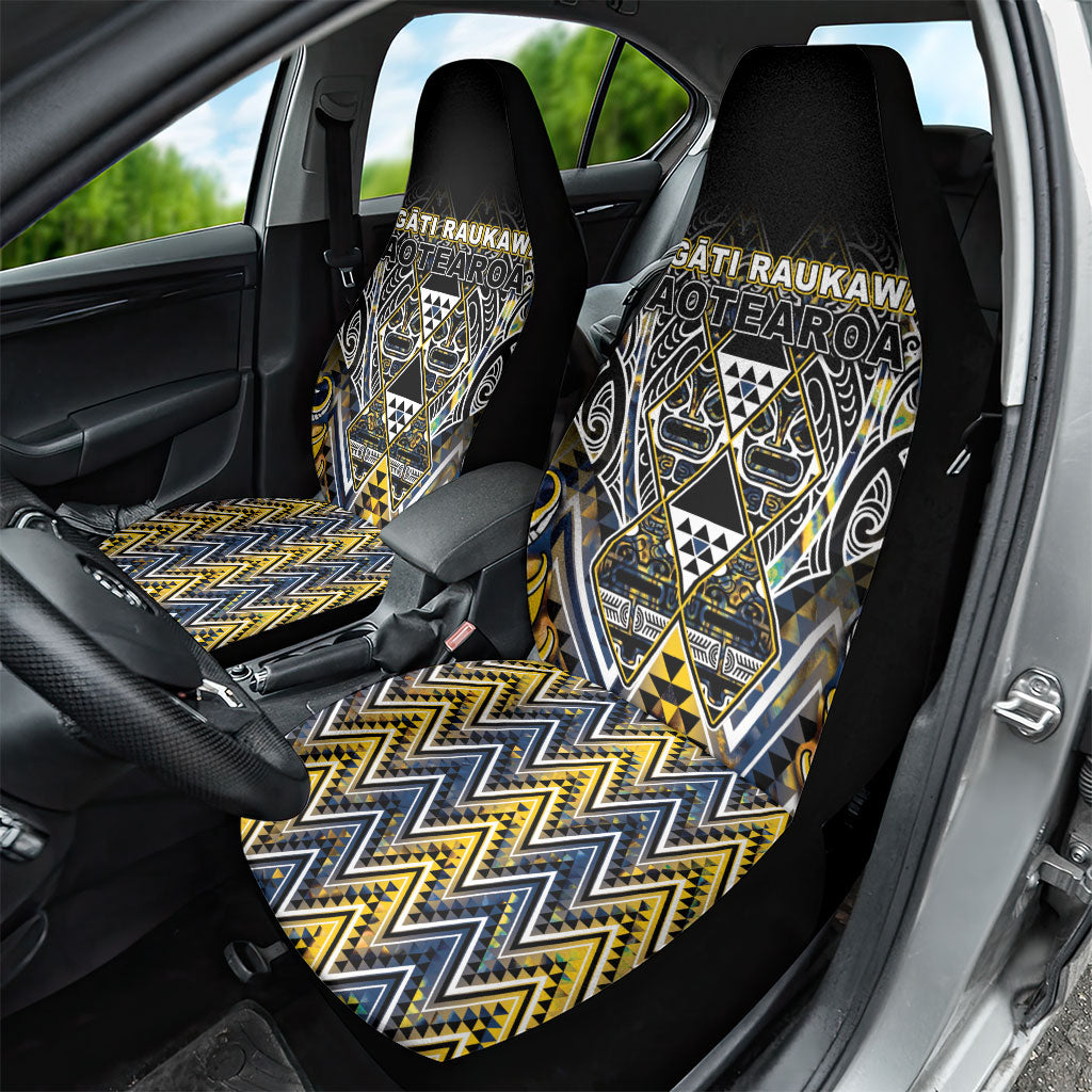 Aotearoa Ngati Raukawa Car Seat Cover Maori Tribal Yellow And Navy Paua Shell Pattern