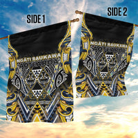 Aotearoa Ngati Raukawa Garden Flag Maori Tribal Yellow And Navy Paua Shell Pattern