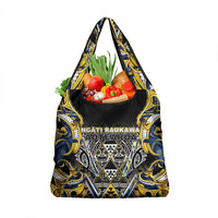 Aotearoa Ngati Raukawa Grocery Bag Maori Tribal Yellow And Navy Paua Shell Pattern