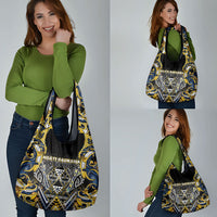Aotearoa Ngati Raukawa Grocery Bag Maori Tribal Yellow And Navy Paua Shell Pattern