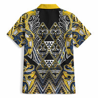 Aotearoa Ngati Raukawa Hawaiian Shirt Maori Tribal Yellow And Navy Paua Shell Pattern