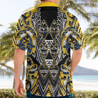 Aotearoa Ngati Raukawa Hawaiian Shirt Maori Tribal Yellow And Navy Paua Shell Pattern