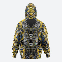 Aotearoa Ngati Raukawa Hoodie Maori Tribal Yellow And Navy Paua Shell Pattern