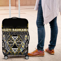 Aotearoa Ngati Raukawa Luggage Cover Maori Tribal Yellow And Navy Paua Shell Pattern