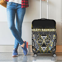 Aotearoa Ngati Raukawa Luggage Cover Maori Tribal Yellow And Navy Paua Shell Pattern