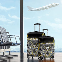 Aotearoa Ngati Raukawa Luggage Cover Maori Tribal Yellow And Navy Paua Shell Pattern