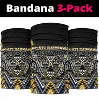Aotearoa Ngati Raukawa Neck Gaiter Maori Tribal Yellow And Navy Paua Shell Pattern