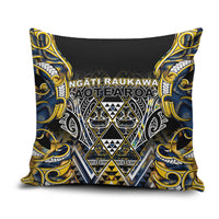 Aotearoa Ngati Raukawa Pillow Cover Maori Tribal Yellow And Navy Paua Shell Pattern