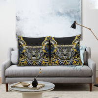 Aotearoa Ngati Raukawa Pillow Cover Maori Tribal Yellow And Navy Paua Shell Pattern
