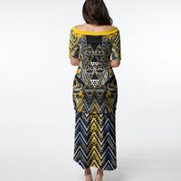 Aotearoa Ngati Raukawa Puletasi Maori Tribal Yellow And Navy Paua Shell Pattern