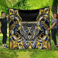 Aotearoa Ngati Raukawa Quilt Maori Tribal Yellow And Navy Paua Shell Pattern