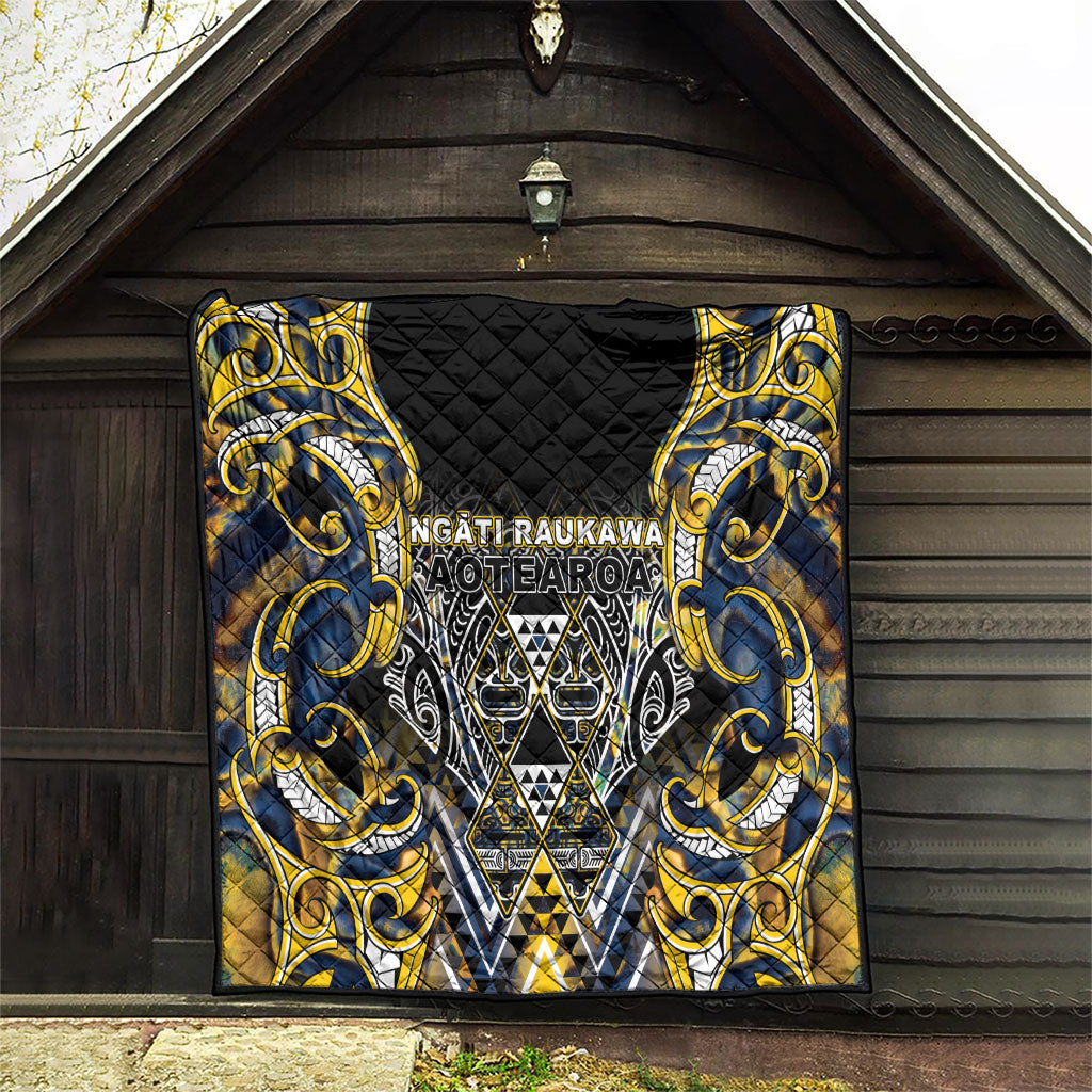 Aotearoa Ngati Raukawa Quilt Maori Tribal Yellow And Navy Paua Shell Pattern