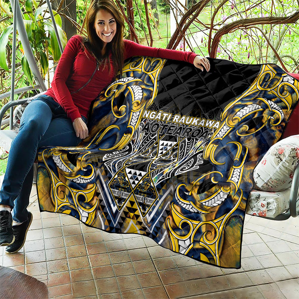 Aotearoa Ngati Raukawa Quilt Maori Tribal Yellow And Navy Paua Shell Pattern