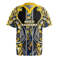 Aotearoa Ngati Raukawa Rugby Jersey Maori Tribal Yellow And Navy Paua Shell Pattern