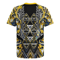 Aotearoa Ngati Raukawa Rugby Jersey Maori Tribal Yellow And Navy Paua Shell Pattern